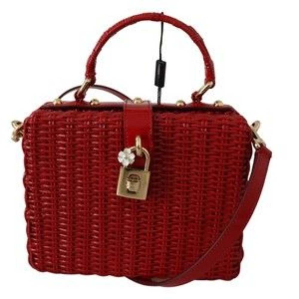 DOLCE & GABBANA Red Leather Box Hand Shoulder Borse Purse Bag Box
